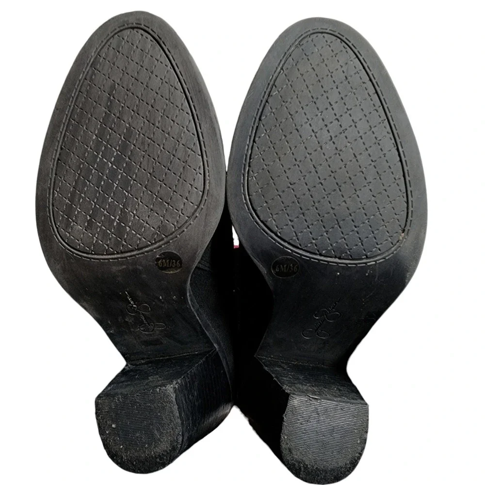 Jessica Simpson Chassie Booties‎ 6 Womens Black Suede Fringe Western Ankle Boots